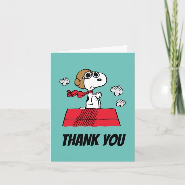 Peanuts | Snoopy the Flying Ace Letterpress Thank You Card (Front)