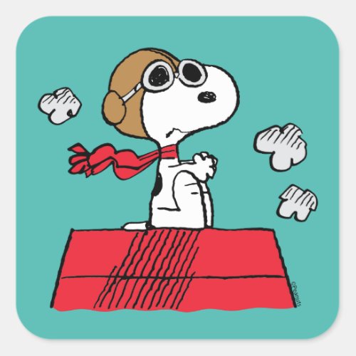 Peanuts  Snoopy the Flying Ace Square Sticker