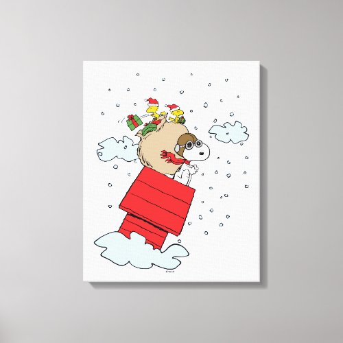 Peanuts  Snoopy the Red Baron at Christmas Canvas Print