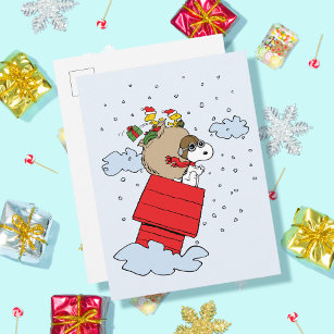 Peanuts   Snoopy the Red Baron at Christmas Postcard