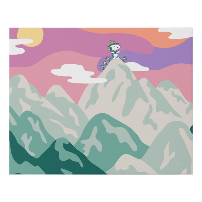 Peanuts | Snoopy & Troop Hiking the Mountain Faux Canvas Print (Front)