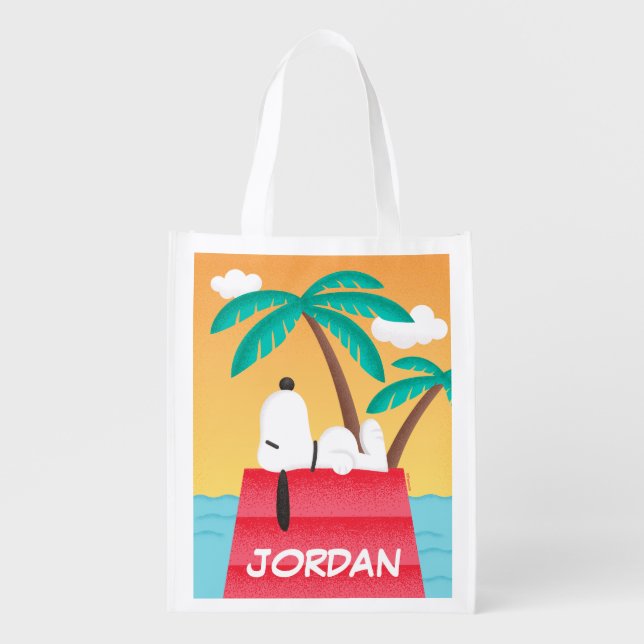 Peanuts | Snoopy Tropical Add Your Name Grocery Bag (Front)