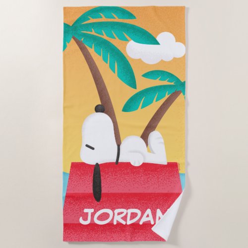 Peanuts  Snoopy Tropical Deco  Add Your Name Beach Towel