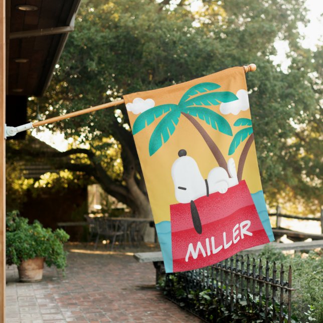 Peanuts | Snoopy Tropical Deco | Add Your Name House Flag (In SItu)