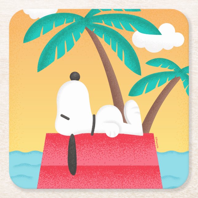 Peanuts | Snoopy Tropical Deco Dreams Square Paper Coaster (Front)