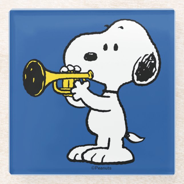 Peanuts | Snoopy Trumpet Player Glass Coaster (Front)