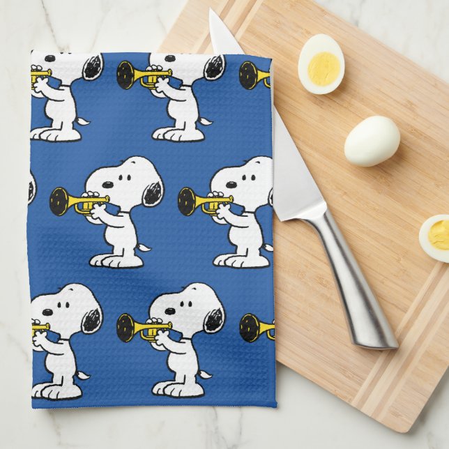 Peanuts | Snoopy Trumpet Player Kitchen Towel (Quarter Fold)
