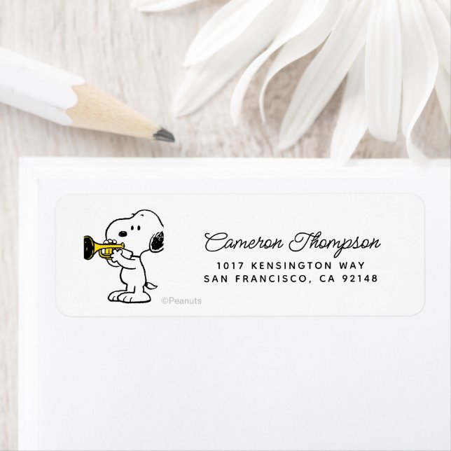 Peanuts | Snoopy Trumpet Player Label (Insitu)
