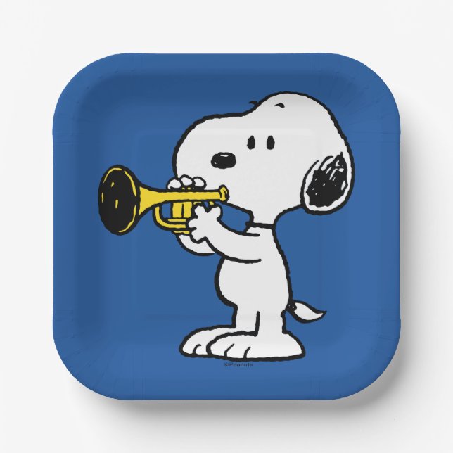 Peanuts | Snoopy Trumpet Player Paper Plates (Front)
