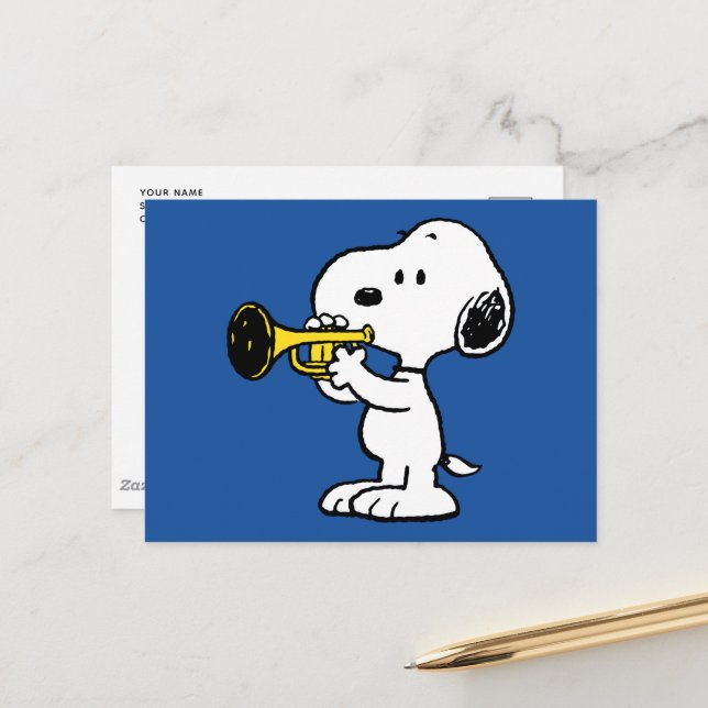 Peanuts | Snoopy Trumpet Player Postcard | Zazzle