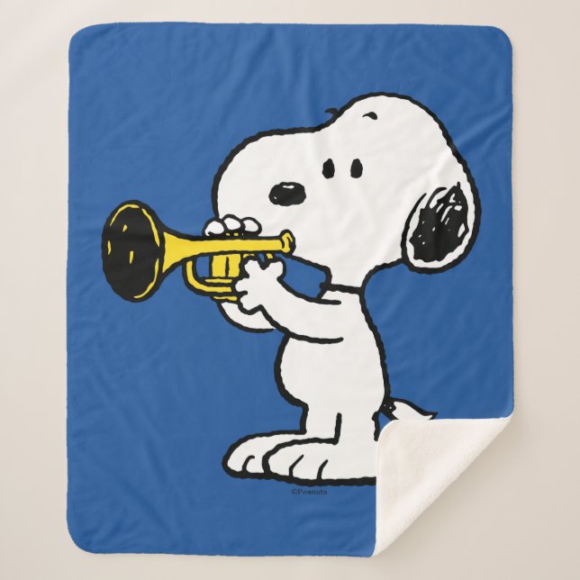 Peanuts | Snoopy Trumpet Player Sherpa Blanket (Front)