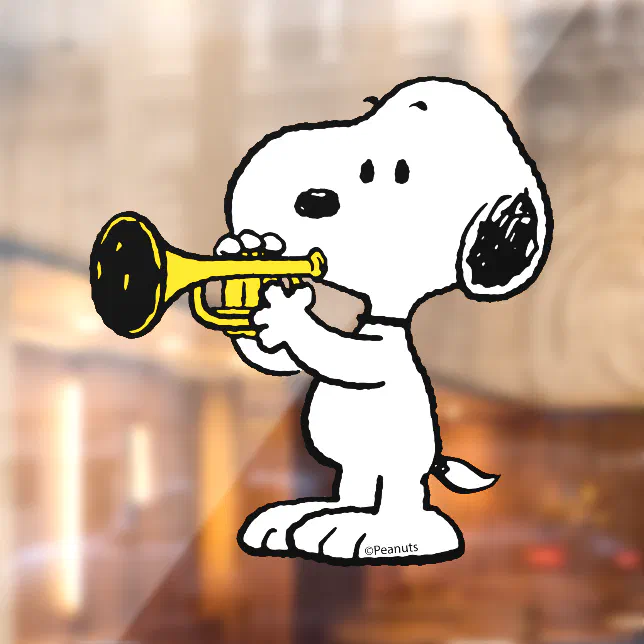 Peanuts | Snoopy Trumpet Player Window Cling | Zazzle