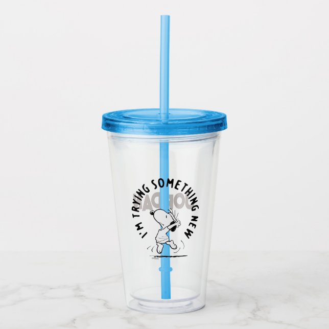 Peanuts | Snoopy Trying Something New Acrylic Tumbler (Front)