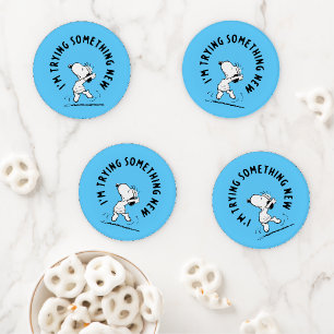 Peanuts   Snoopy Trying Something New Coaster Set