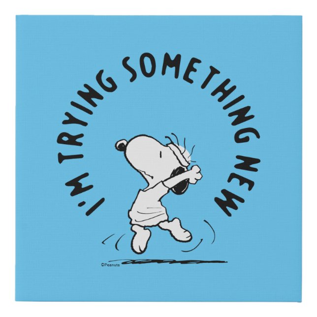 Peanuts | Snoopy Trying Something New Faux Canvas Print (Front)