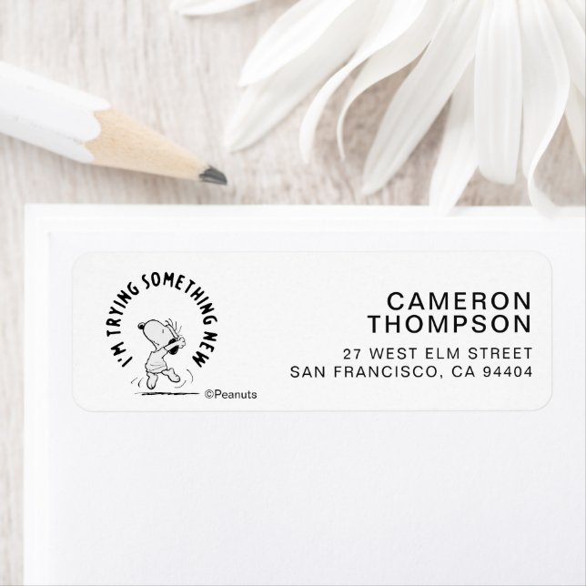 Peanuts | Snoopy Trying Something New Label (Insitu)