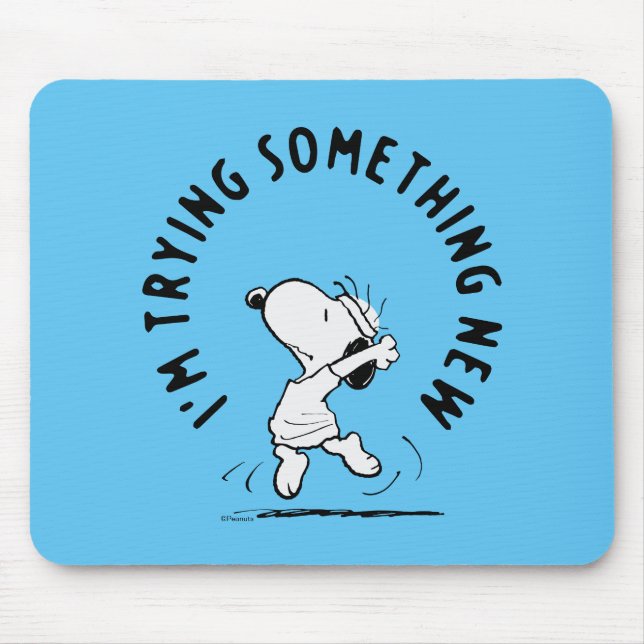 Peanuts | Snoopy Trying Something New Mouse Pad (Front)