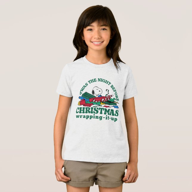 Maglietta Donna Peanuts 'Brighten Your Christmas' Con Snoopy E Woodstock - T-Shirt Manica Corta