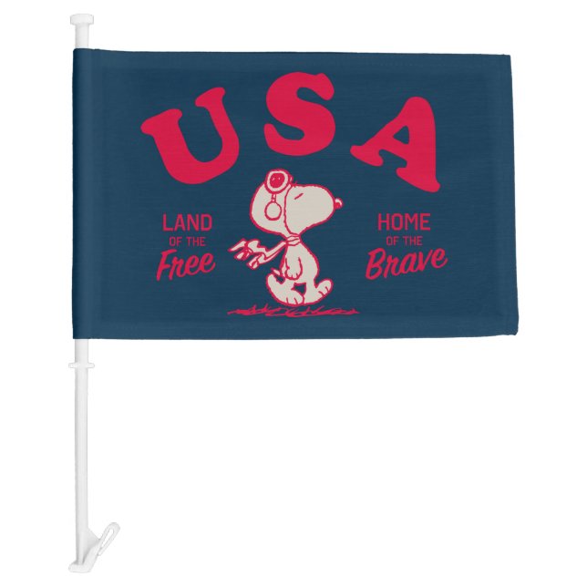Peanuts | Snoopy USA Land of the Free Car Flag (Front)