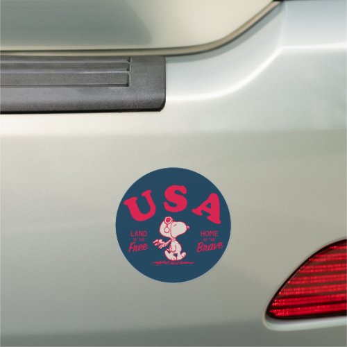 Peanuts  Snoopy USA Land of the Free Car Magnet
