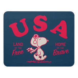Peanuts Snoopy USA Land of the Free Door Sign