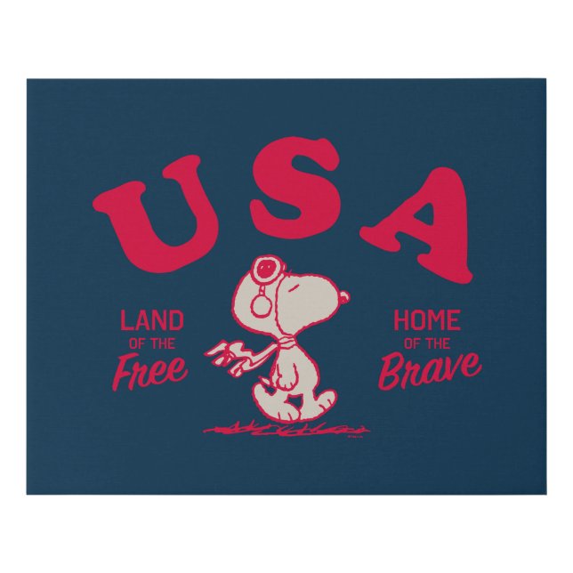 Peanuts | Snoopy USA Land of the Free Faux Canvas Print (Front)