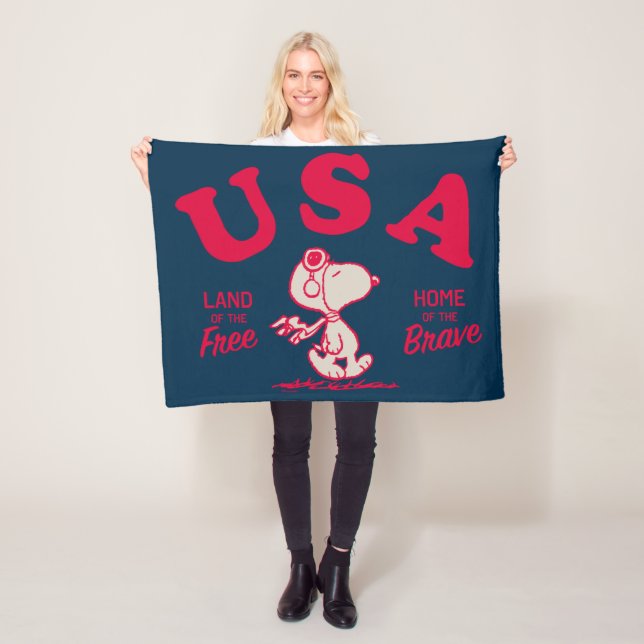 Peanuts | Snoopy USA Land of the Free Fleece Blanket (In Situ)