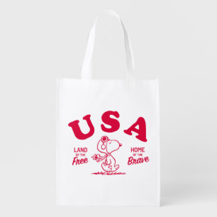 Peanuts   Snoopy USA Land of the Free Grocery Bag