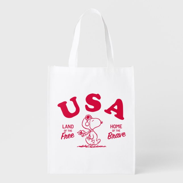 Peanuts | Snoopy USA Land of the Free Grocery Bag (Front)