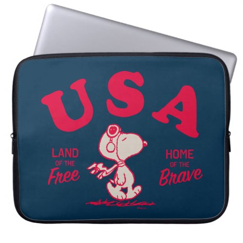 Peanuts  Snoopy USA Land of the Free Laptop Sleeve