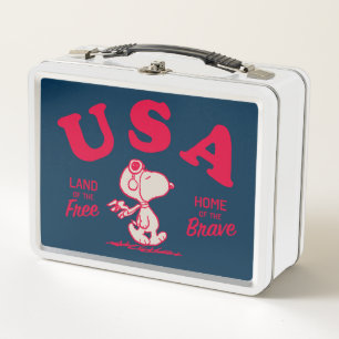 Peanuts   Snoopy USA Land of the Free Metal Lunch Box