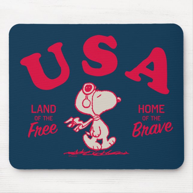 Peanuts | Snoopy USA Land of the Free Mouse Pad (Front)