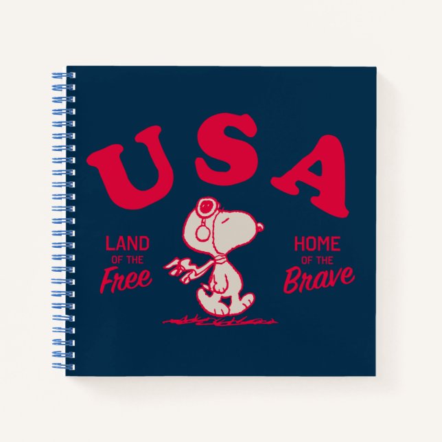 Peanuts | Snoopy USA Land of the Free Notebook (Front)