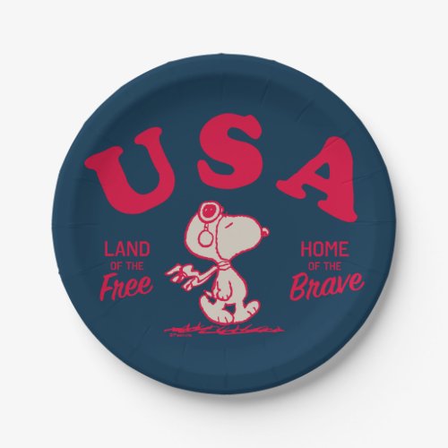 Peanuts  Snoopy USA Land of the Free Paper Plates