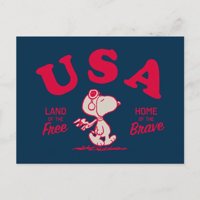 Peanuts | Snoopy USA Land of the Free Postcard (Front)