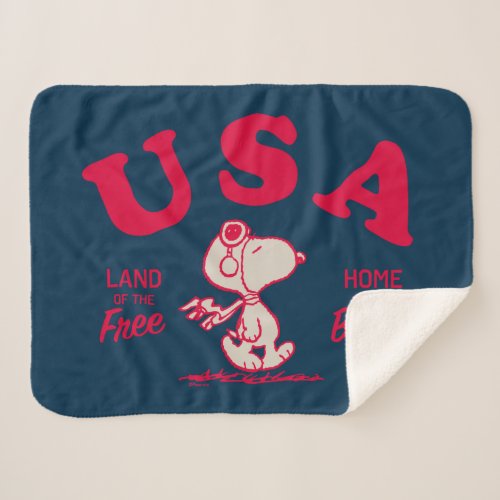 Peanuts  Snoopy USA Land of the Free Sherpa Blanket