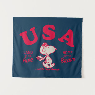 Peanuts   Snoopy USA Land of the Free Tapestry