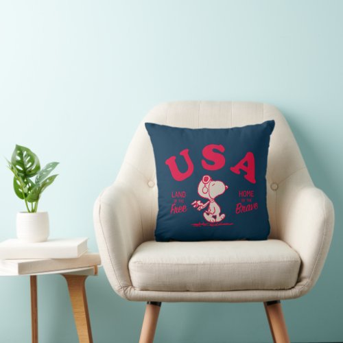 Peanuts | Snoopy USA Land of the Free Throw Pillow