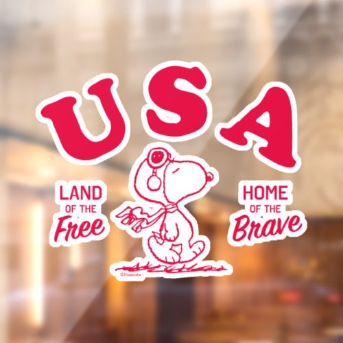 Peanuts  Snoopy USA Land of the Free Window Cling
