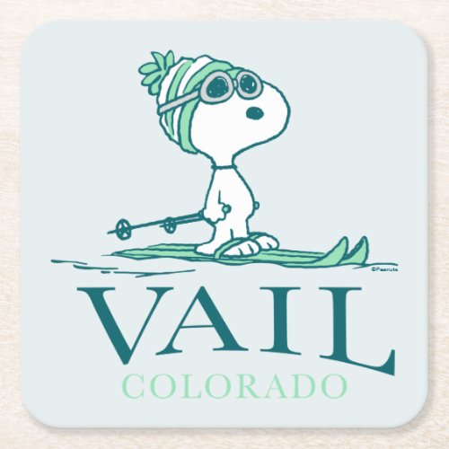 Peanuts  Snoopy Vail Colorado Square Paper Coaster