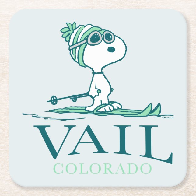 Peanuts | Snoopy Vail Colorado Square Paper Coaster (Front)
