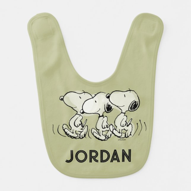 Peanuts | Snoopy Walking Tall Baby Bib (Front)