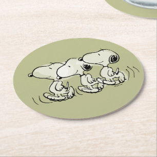 Peanuts   Snoopy Walking Tall Round Paper Coaster