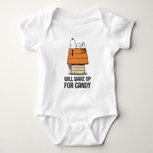 Peanuts | Snoopy Will Wake Up For Candy Baby Bodysuit (Front)