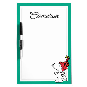 Peanuts Snoopy Winter Beanie Cap Add Your Name Dry Erase Board