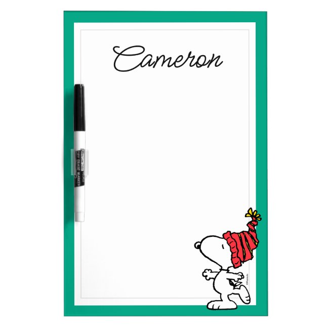 Peanuts | Snoopy Winter Beanie Cap | Add Your Name Dry Erase Board (Front)