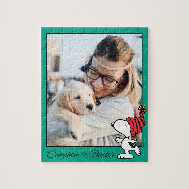 Peanuts | Snoopy Winter Beanie Cap | Add Your Name Jigsaw Puzzle (Vertical)