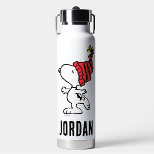 Peanuts   Snoopy Winter Beanie Cap   Add Your Name Water Bottle