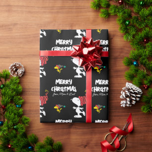 Peanuts Snoopy Winter Beanie Cap Add Your Name Wrapping Paper