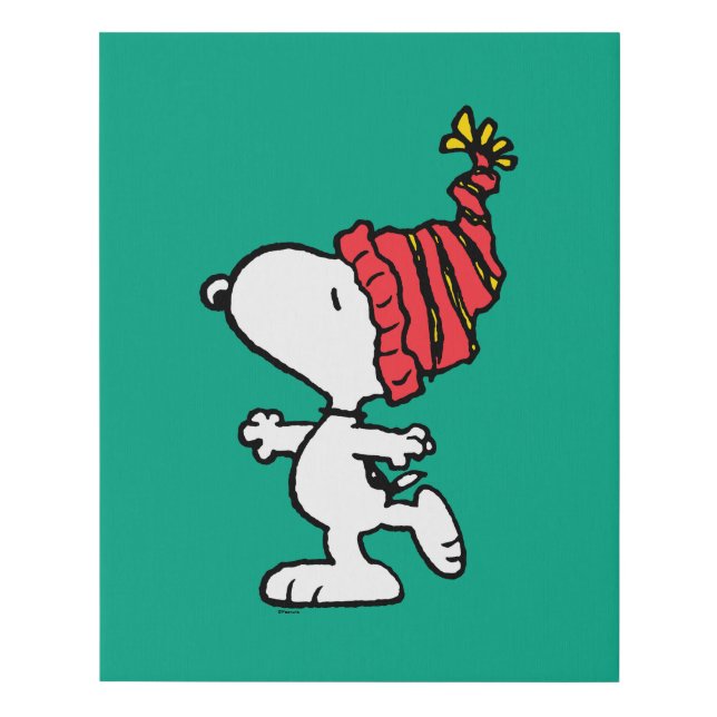 Peanuts | Snoopy Winter Beanie Cap Faux Canvas Print (Front)